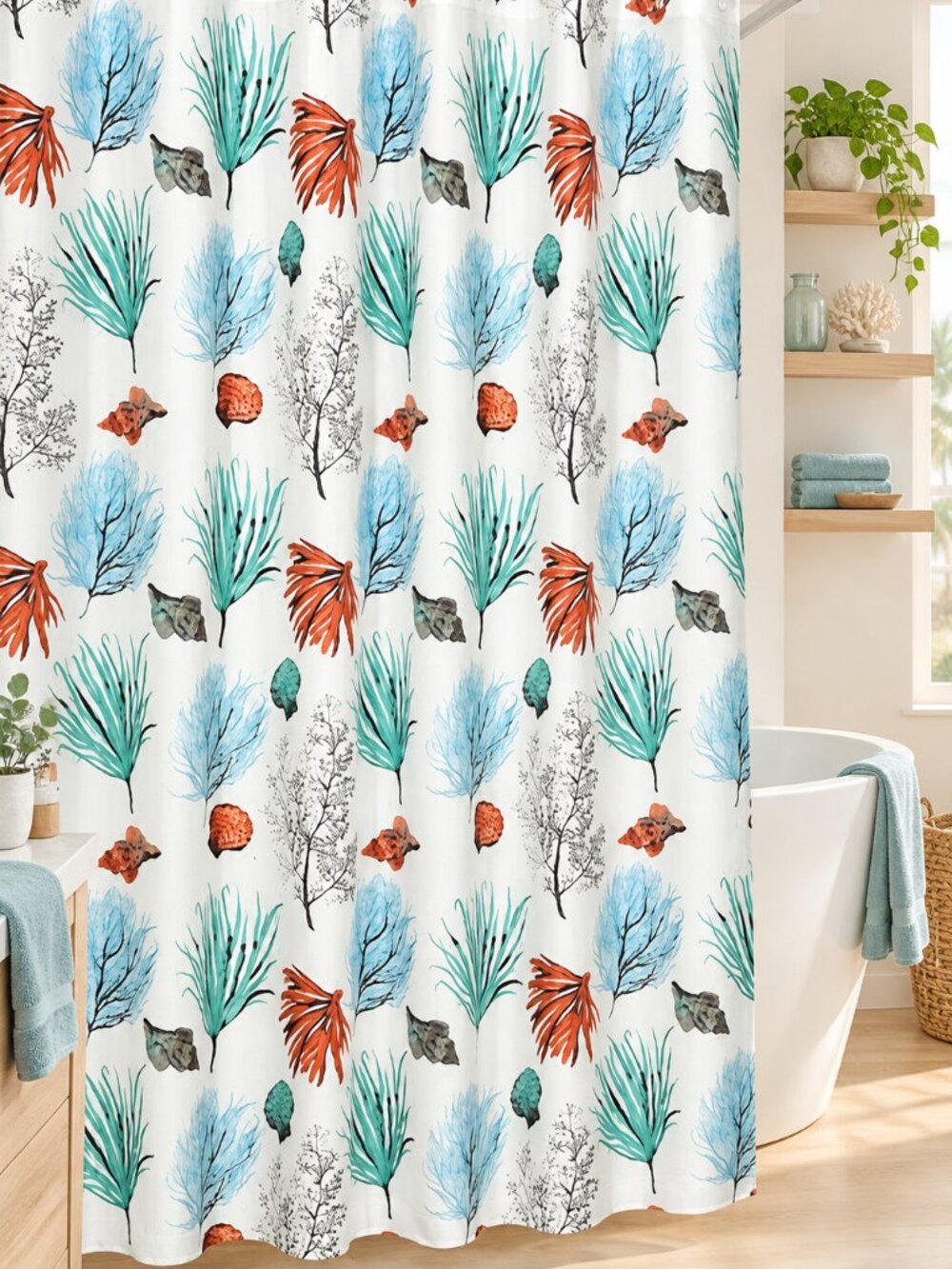 Caribbean Joe Isle Shower Curtain Fabric Beach Summer House Tropical Coastal